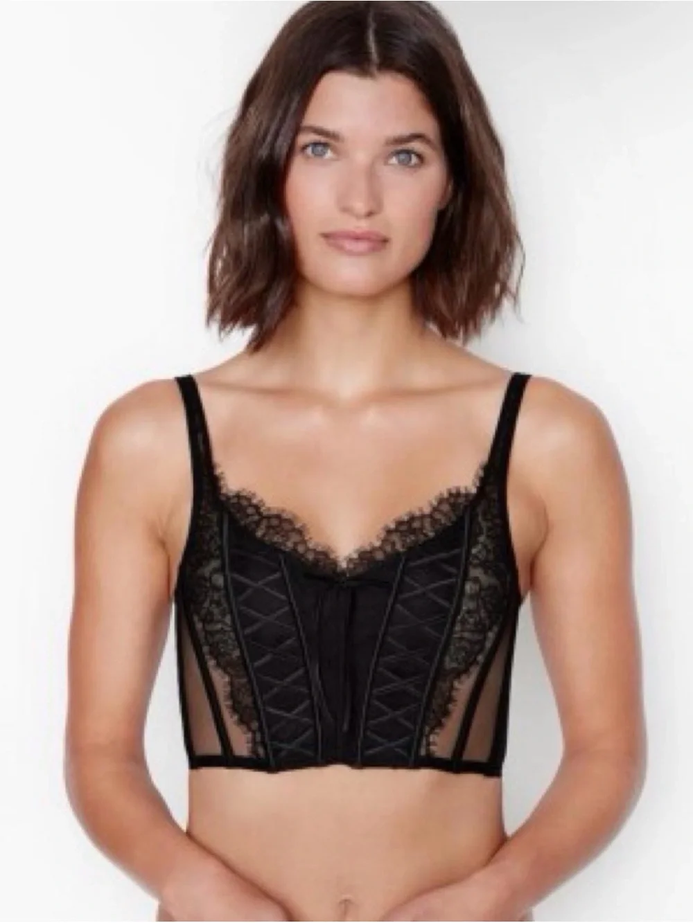 Victoria's Secret Black Lace Longline Bustier Bralette